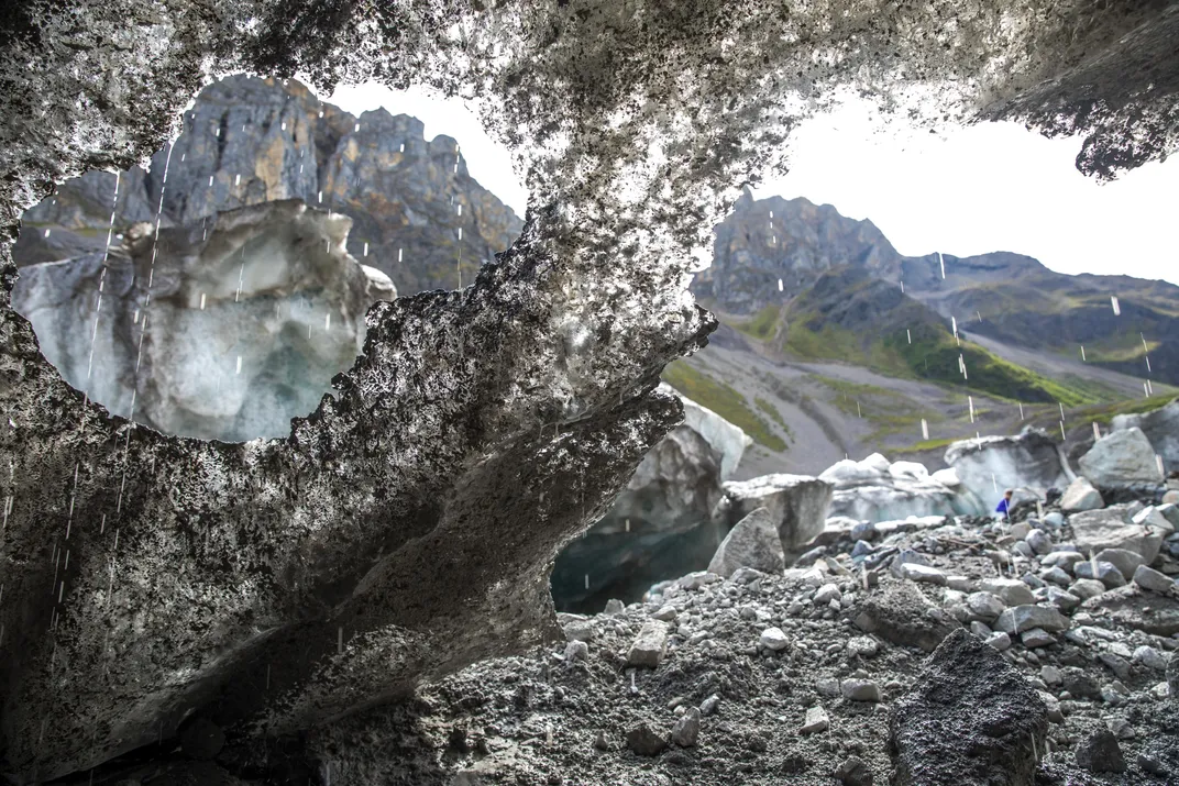 warming ice melt bores under the glacier