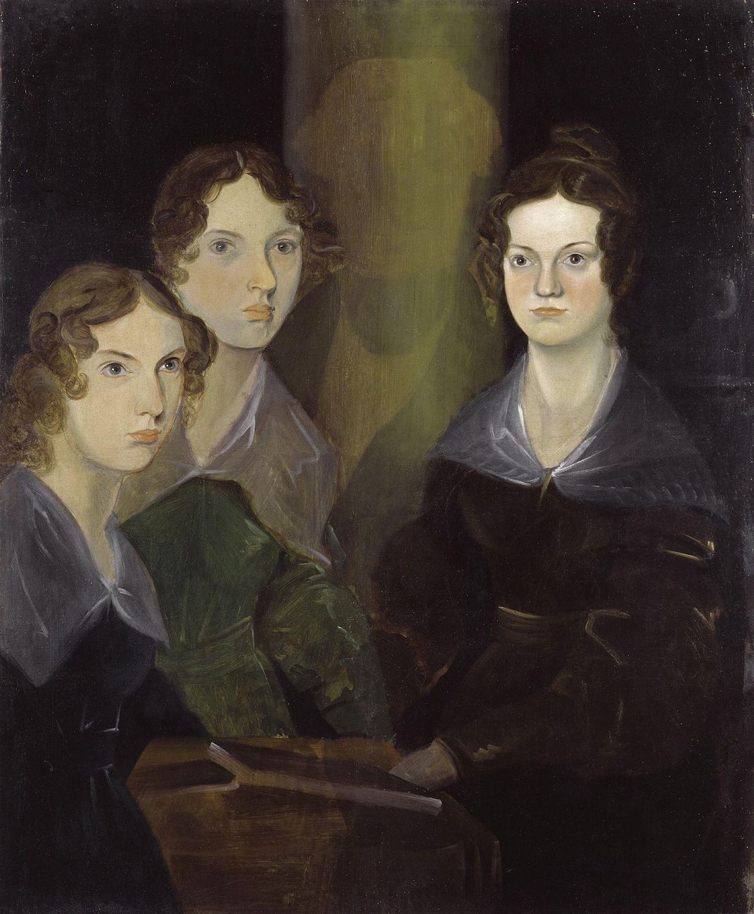 A digitally restored painting of the Brontë sisters by their brother, Branwell