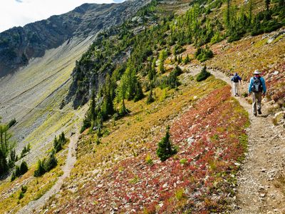 Hikers in the North Cascade mountains of Washington, on the Pacific Crest Trail