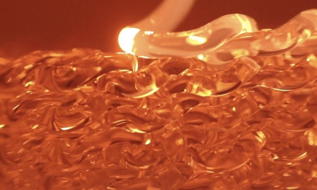 3D printed molten glass