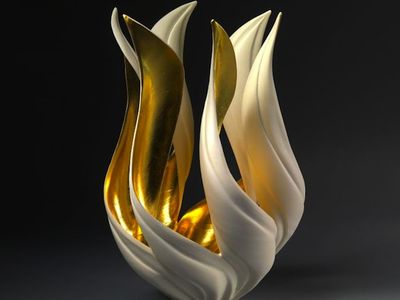 Jennifer McCurdy mixes fine porcelain with gilding to create pieces full of movement and light.