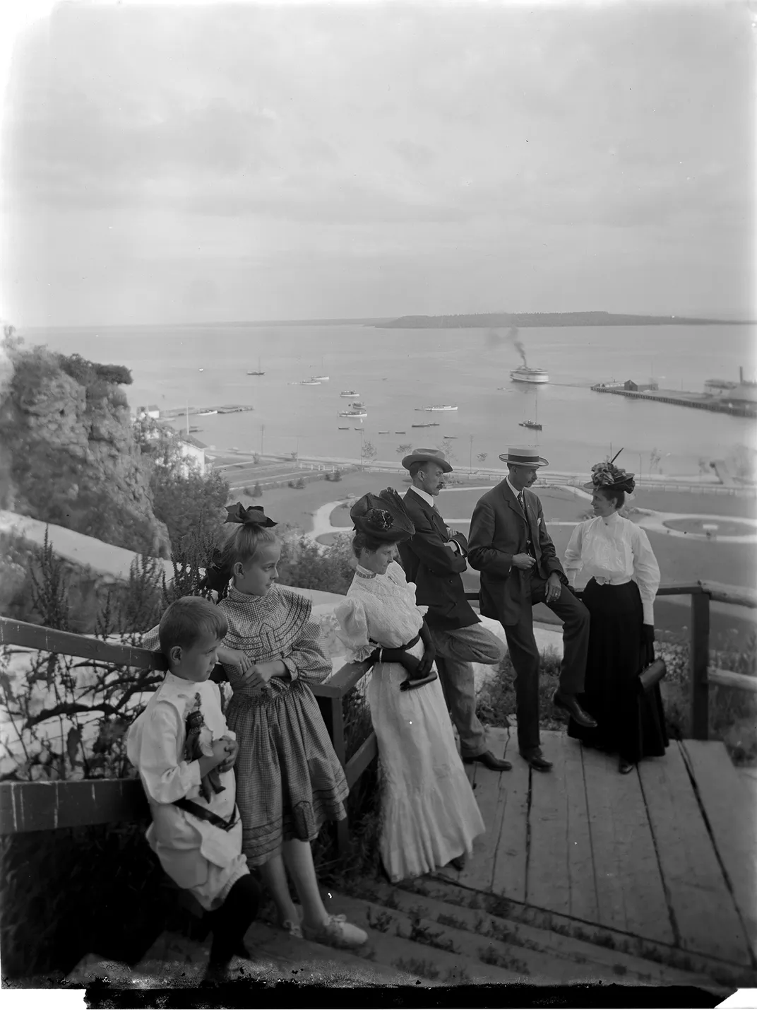 View of Mackinac Harbor in the early 1900s