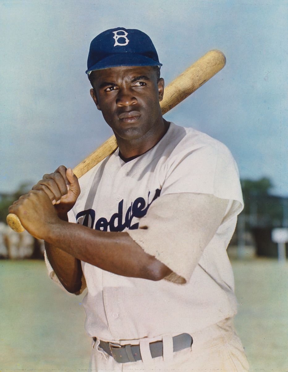 a portait of Jackie Robinson as a Brooklyn Dodger