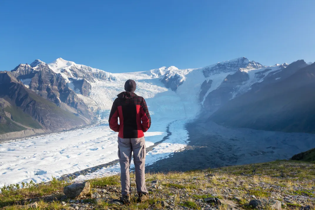 Looking out on a glacier, Wrangell-St. Elias National Park
