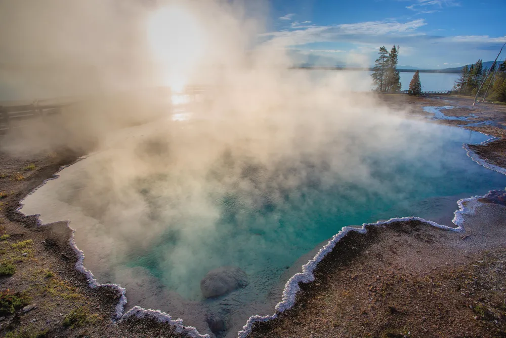 West Thumb Geyser Basin, the largest geyser basin on the shores of Yellowstone Lake.