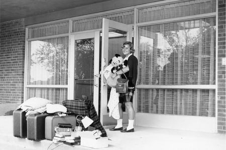 Rutgers student on move-in day in the early 1960s