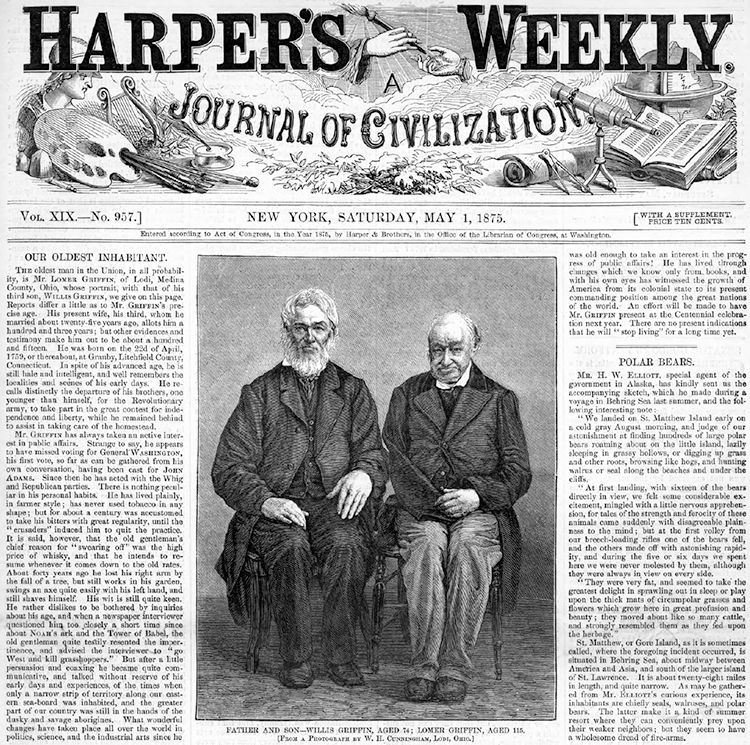 Harper's Weekly Article on Oldest Man