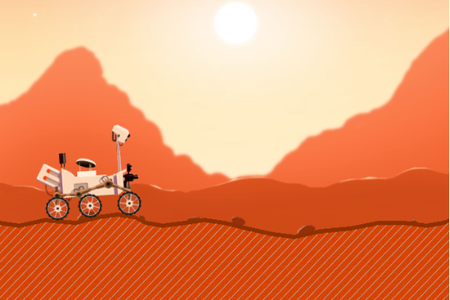In NASA's new "Mars Rover" game, players drive a rover through rough Martian terrain, challenging themselves to navigate and balance the rover.