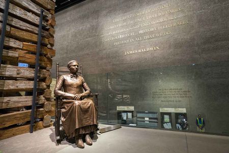 A statue of the former slave Clara Brown, who was born into slavery in 1800. She married and had four children, but the family was broken up and sold at auction.