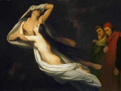 Ary Scheffer,&nbsp;The Ghosts of Paolo and Francesca Appear to Dante and Virgil, 1835