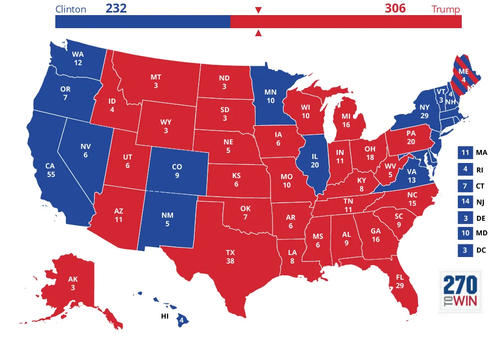 Donald Trump Hillary Clinton Electoral Map