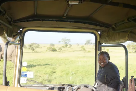 Lorna Seela Nabaala, one of only about 10 women safari guides out of the roughly 400 guides working today in the Maasai Mara