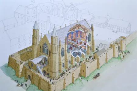 A reconstruction image showing the scale and decorated interior of Bishop Bek’s 14th-century chapel at Auckland Castle
