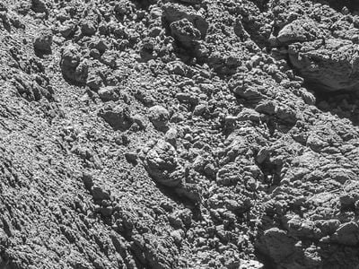 Philae's final resting spot on the comet. If you look closely the robotic lander's raised leg can be seen in the middle of the image's right edge.