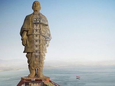 A rendering of the Statue of Unity.