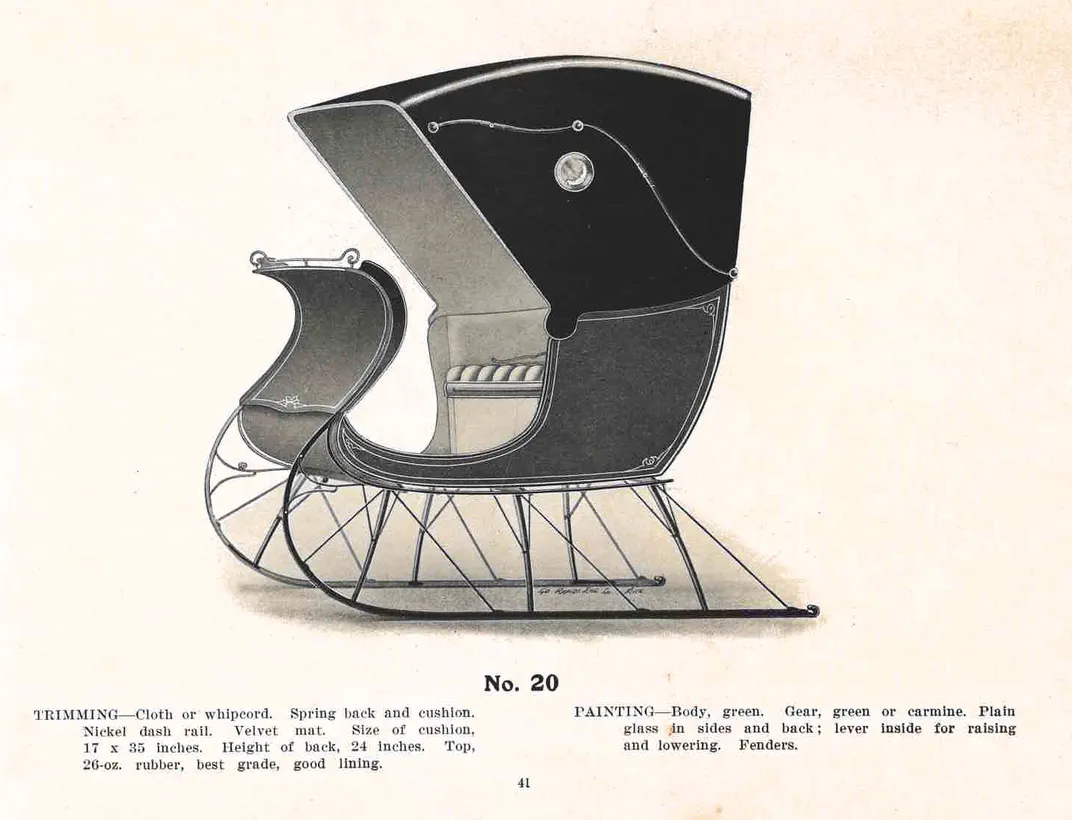 Turn of the 20th century illustration of sleigh with cover.