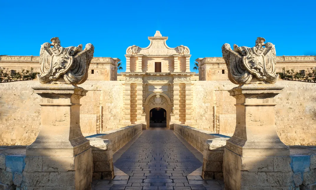 Fortified gate to the city of Mdina, Malta