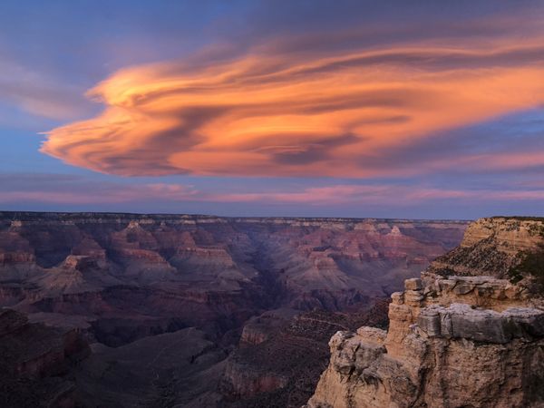 Spectacular Cloud At Sunset Over The Grand CAnyon thumbnail