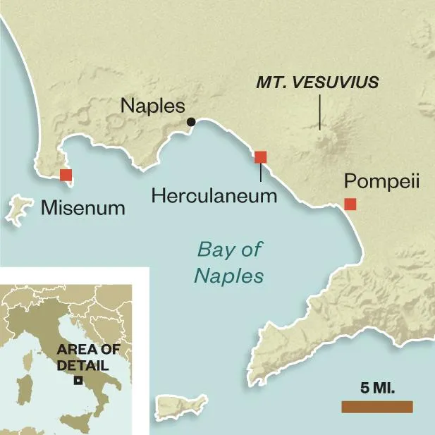 pompeii mount vesuvius map