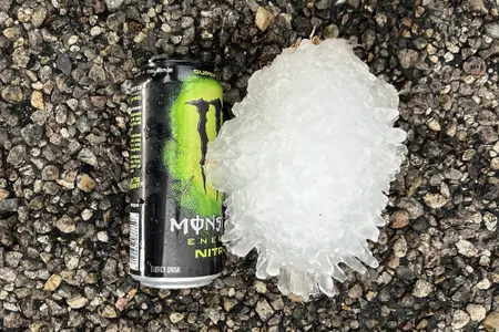 Val Castor, a veteran storm chaser for KWTV in Oklahoma City, saw the huge chunk of ice in a ditch on the side of the road.