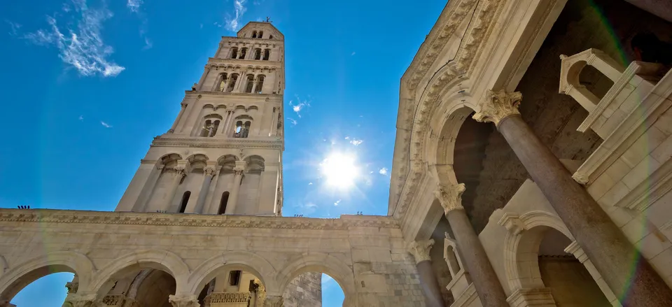  Remains of Diocletian's Palace and the cathedral tower in Split 