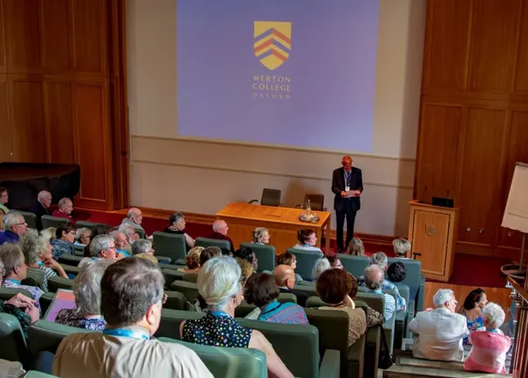 Attending a lecture at Merton College while at Oxford University