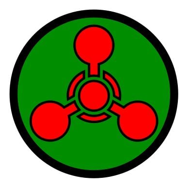 The symbol for chemical weapons