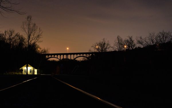 Cuyahoga Valley Line train depot in Brecksville before dawn thumbnail