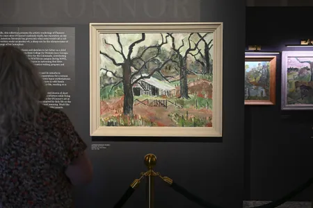 Many of O'Connor's artworks drew on the rural Southern surroudings of her family farm in Milledgeville, Georgia.