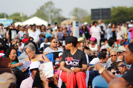 Visitors on the National Mall in Washington, D.C. arrive to see the grand opening ceremonies.