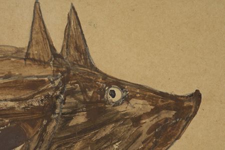 Detail of Bill Traylor’s Untitled (Brown Pig), April 1940, pencil and opaque watercolor on paperboard, Smithsonian American Art Museum, The Margaret Z. Robson Collection, Gift of John E. and Douglas O. Robson, 2016.38.70
