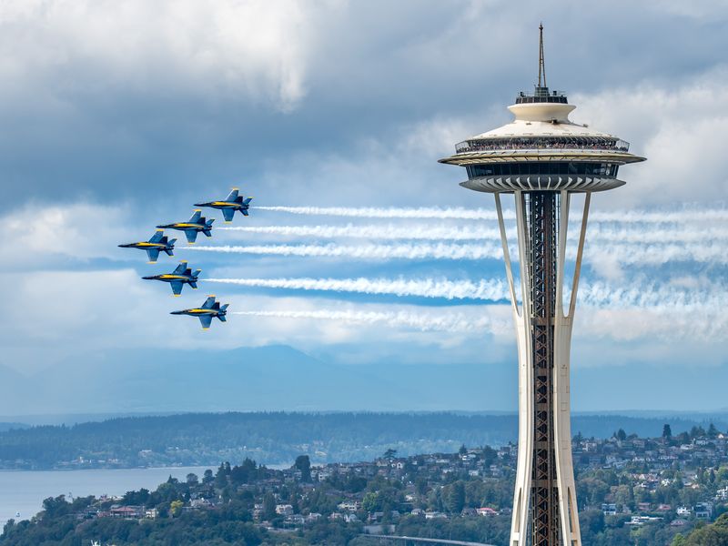 Blue Angels flying by the Space Needle | Smithsonian Photo Contest ...