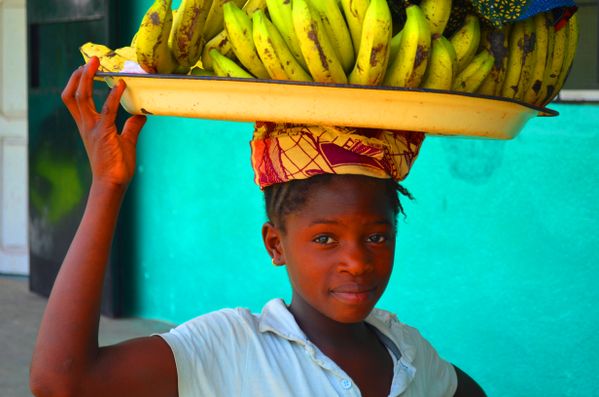 Banana sellers in Liberia bush country. thumbnail