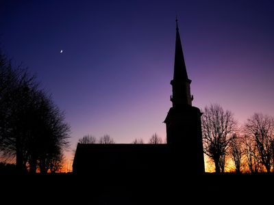 An unlit church in Sweden