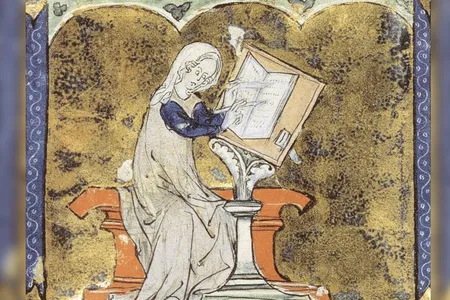 Illustration of Marie de France, poet who lived in England in the late 12th century