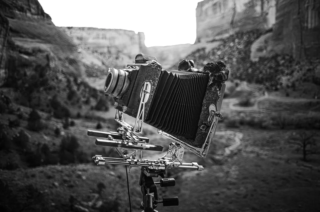 Belger’s custom-made camera, constructed with local Arizona box elder, mesquite and juniper.