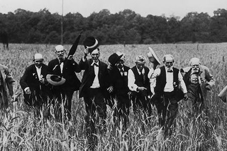 To mark the 50th anniversary of the Civil War a group of men reenacted "Pickett's Charge" at Gettysburg.