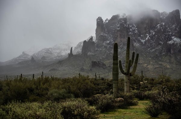Snow Covers the Superstition Mountain Tops thumbnail