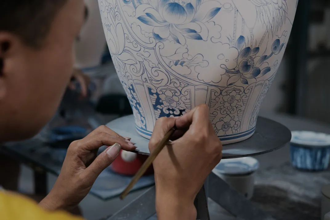 An artisan in the ceramic village of Bat Trang