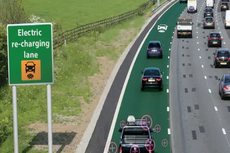 A mock-up of an electric road