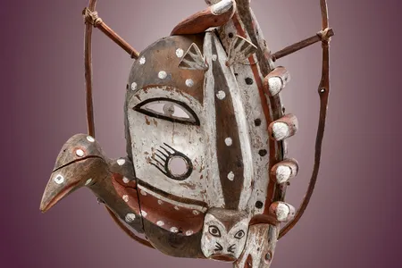 This elaborate dance mask (ca. 1900) with representations of a spirit, seal, fish, and bird held in a human hand, was made by a Yup’ik artist from Alaska and is part of a group of Native American artworks that will soon be integrated into the Metropolitan Museum's American Wing. 