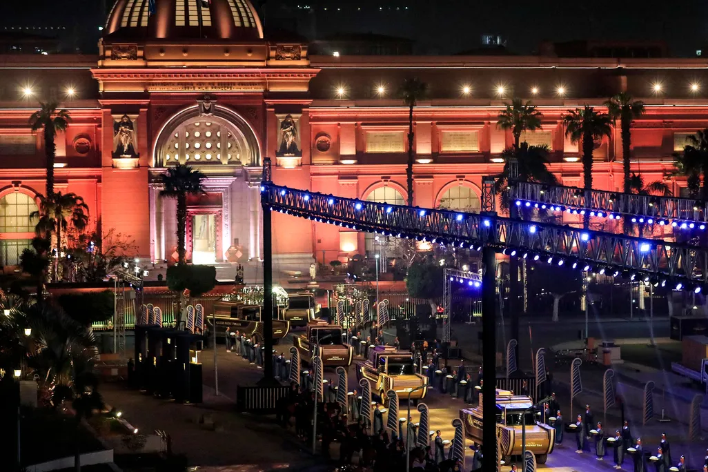 Night view of the Pharaohs' Golden Parade