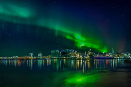 Aurora Borealis over Reykjavik, Iceland