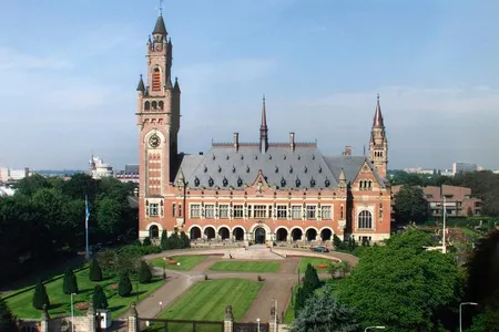The Peace Palace in The Hague, Netherlands, which is the seat of the International Court of Justice.