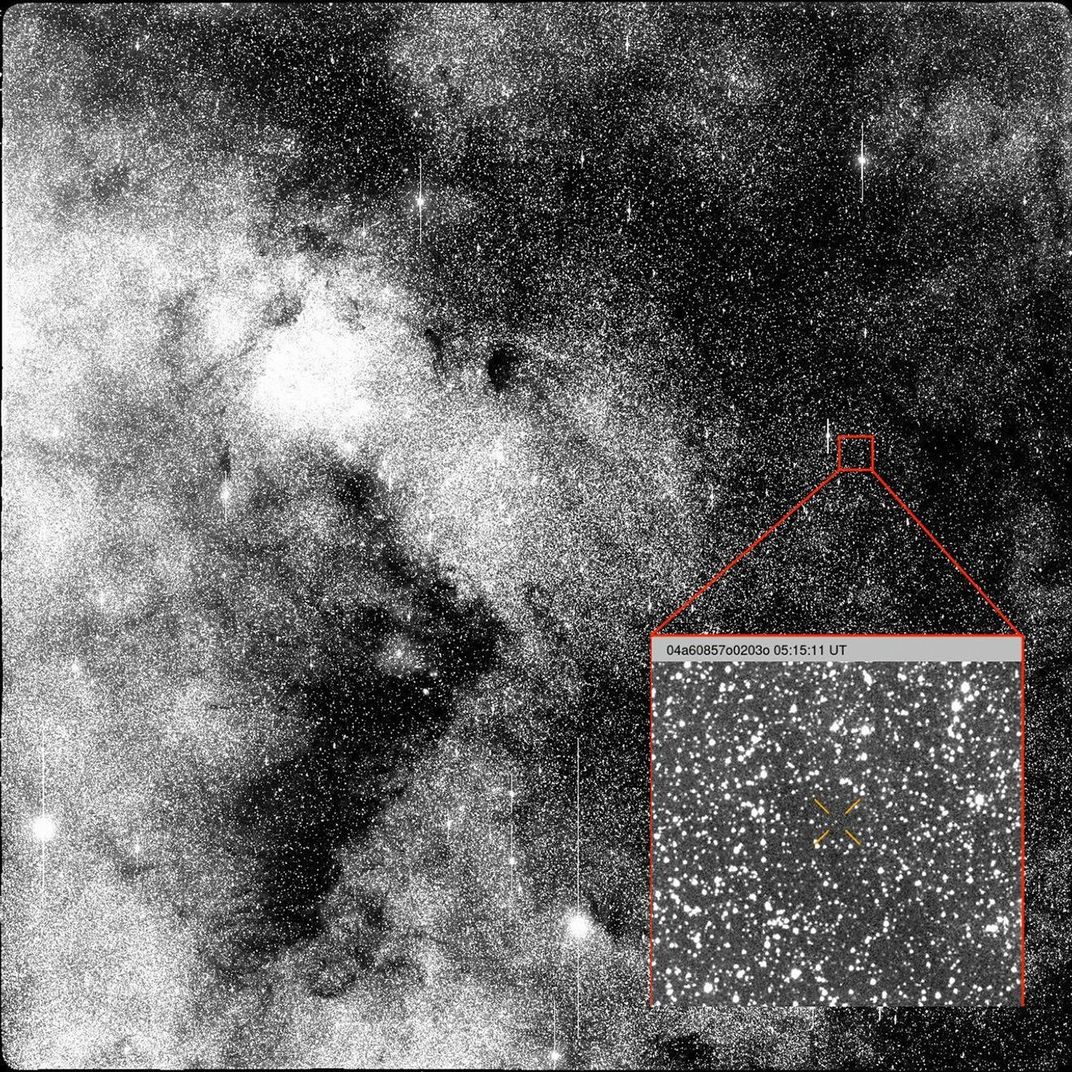 image zooming in on the comet against a space background