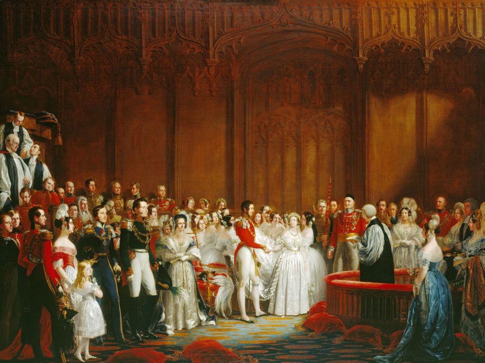 A painting of the wedding of Queen Victoria and Prince Albert