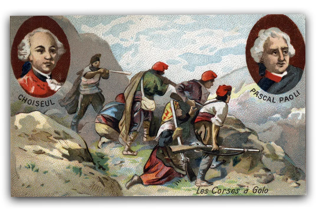 Corsican patriots fight for their freedom near Golo in a c. 1890 print.