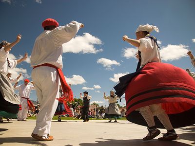 Local Basque traditional dancers perform at the annual Basque Festival in Winnemucca, Nevada.