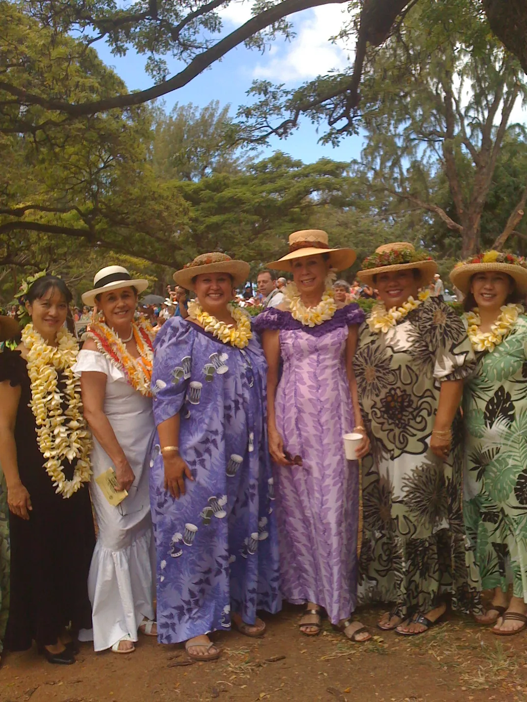 Aunties at May day celebration in Hawaii--May day is Lei day in Hawaii