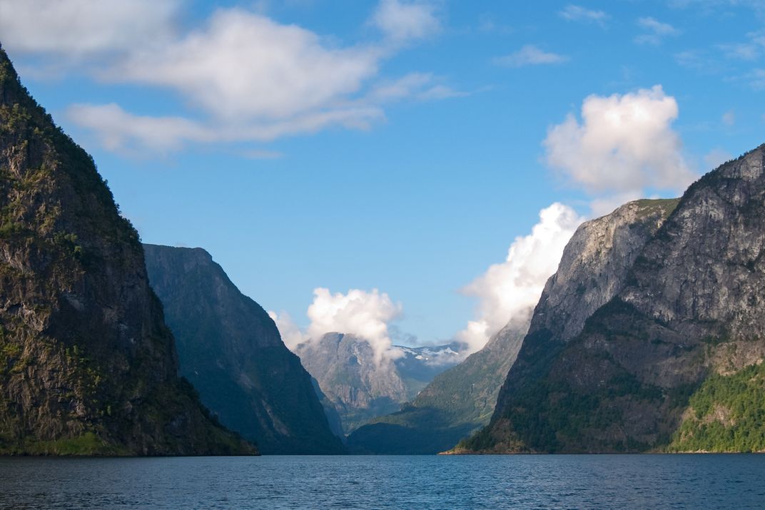 Norway's Naeroyfjord, a fjord of Sognefjord and a World Heritage site